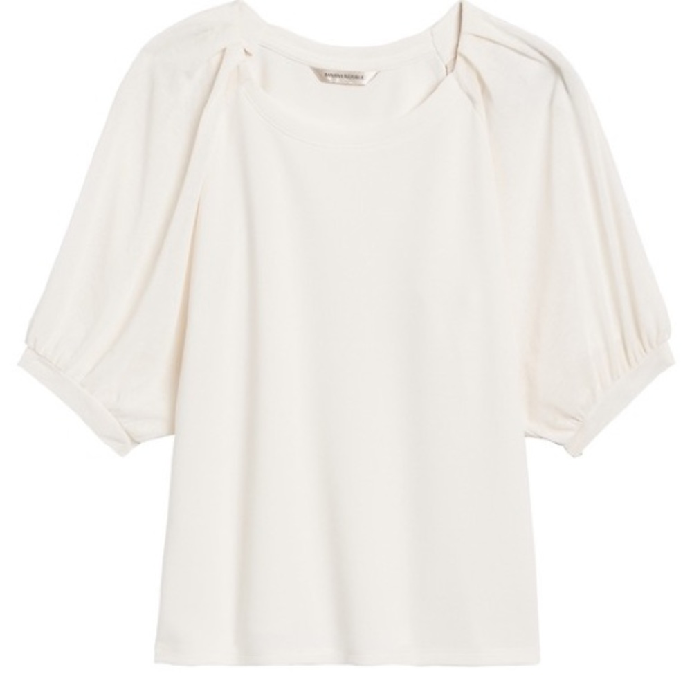 Banana Republic Cream Puff-Sleeve Tee in Off-White